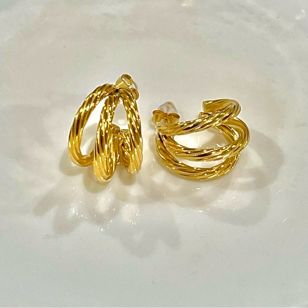 Layer earrings 18k gold plated stainless steel